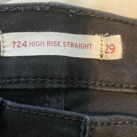 Levi's 724 High Rise Straight Leg Jeans Soft Black Denim 29 - Picture 8 of 11